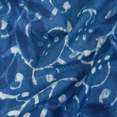 Indigo Blue Dabu Print Natural Dyed Cotton Fabric