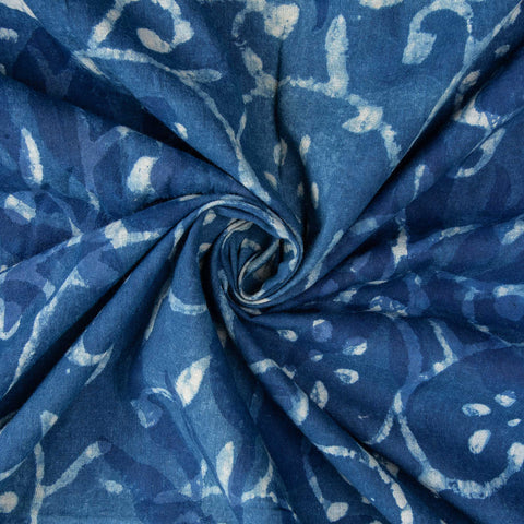 Indigo Blue Dabu Print Natural Dyed Cotton Fabric
