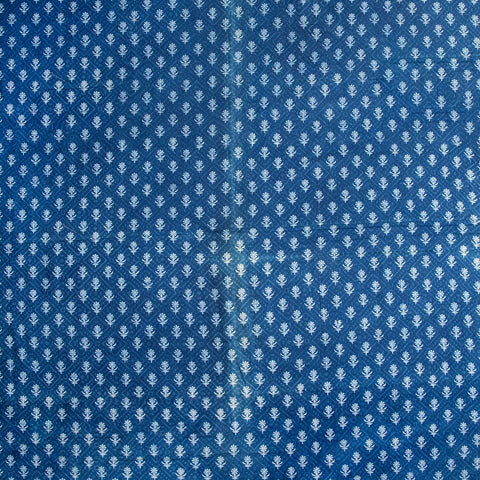indigo blue floral print cotton  fabric