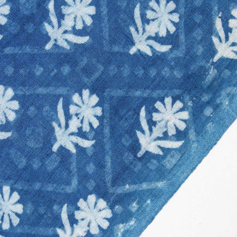 indigo blue floral print cotton  fabric