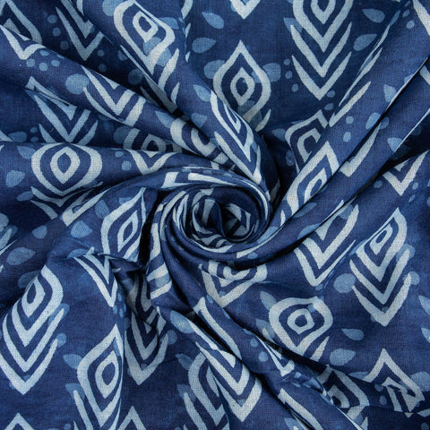 indigo blue print cotton fabric