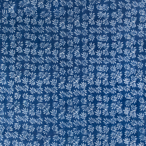 Leaf Print Indigo Blue Cotton Fabric - 1stFabric