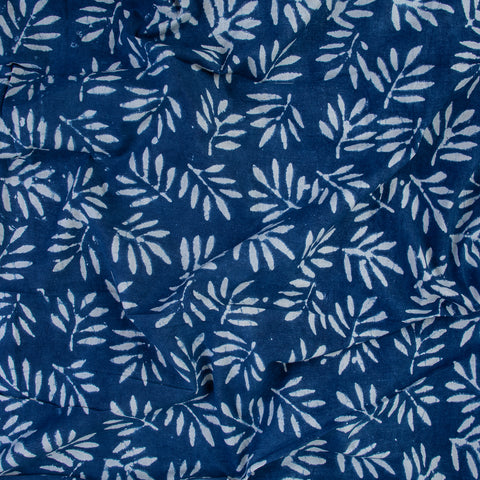 Leaf Print Indigo Blue Cotton Fabric - 1stFabric