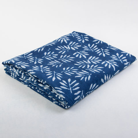 Leaf Print Indigo Blue Cotton Fabric - 1stFabric