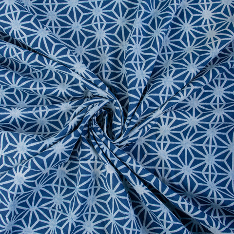 Polka Dot Print Indigo Blue Cotton Fabric - 1stFabric