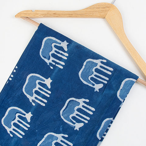 Animals Print Indigo Dyed Blue Cotton Fabric - 1stFabric