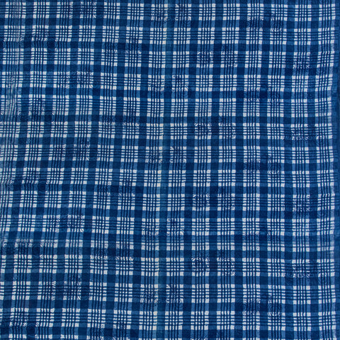 Checks Blue Dyed Indigo Cotton Fabric - 1stFabric