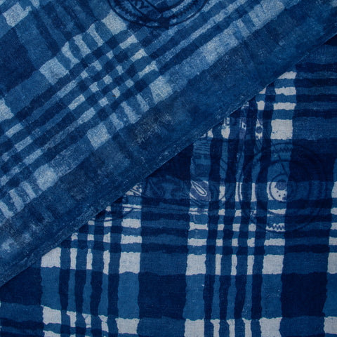 Checks Blue Dyed Indigo Cotton Fabric - 1stFabric