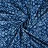Floral & Leaf Print Indigo Blue Cotton Fabric - 1stFabric