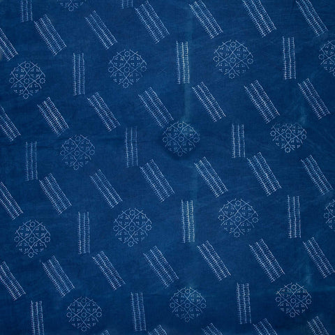 Handmade Indigo Blue Abstract Printed Soft Cotton Fabric