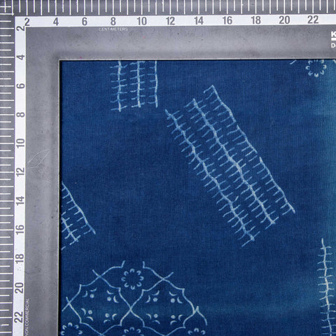 Handmade Indigo Blue Abstract Printed Soft Cotton Fabric