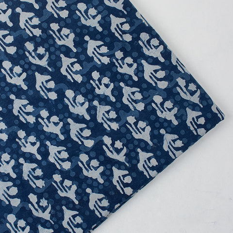 Indian Handmade Indigo Blue Printed Cotton Fabric