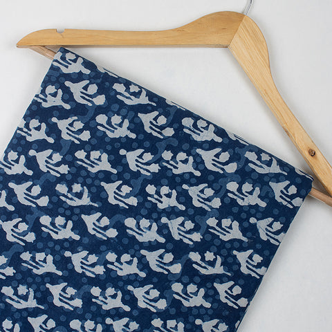 Indian Handmade Indigo Blue Printed Cotton Fabric