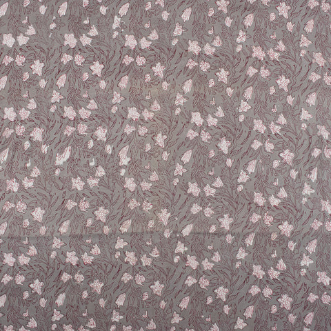 1 Yard Indian Hand Block Red Color Floral Print Fabric