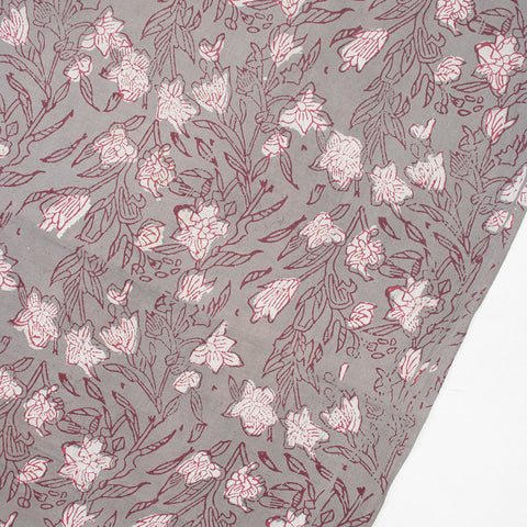 1 Yard Indian Hand Block Red Color Floral Print Fabric