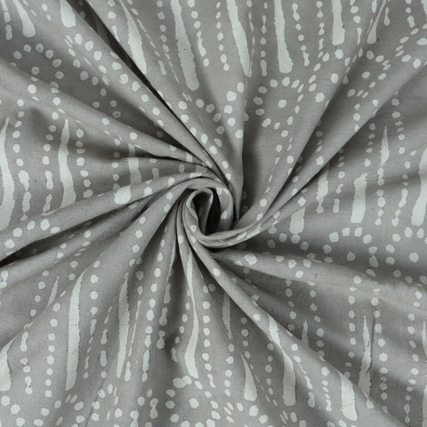 Tissu en coton doux fait main imprimé abstrait gris