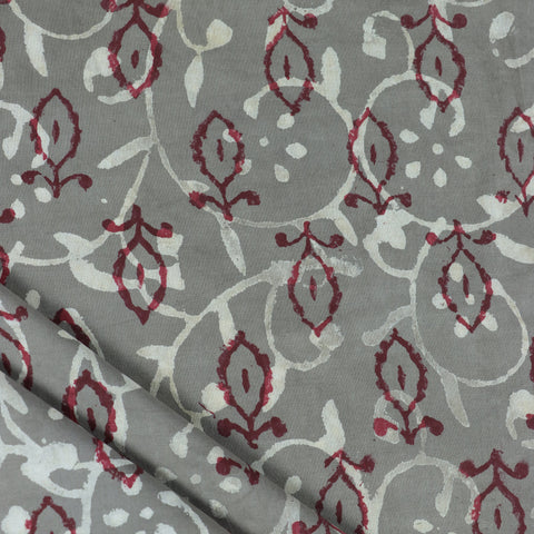grey and red cotton print fabric 1st fabric