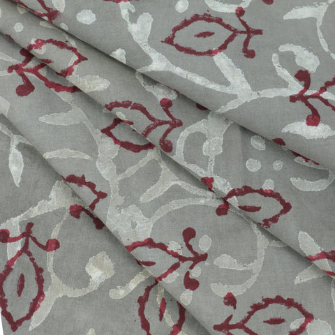 grey and red cotton print fabric 1st fabric