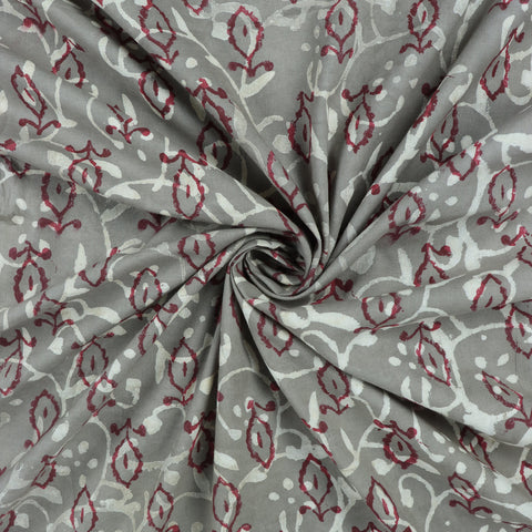 grey and red cotton print fabric 1st fabric