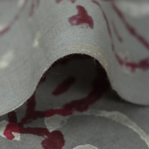 grey and red cotton print fabric 1st fabric