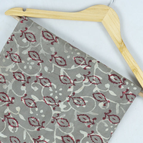 grey and red cotton print fabric 1st fabric