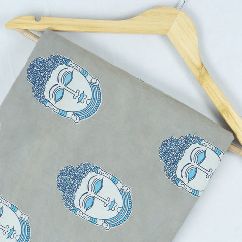 Prints Grey Cotton Fabric
