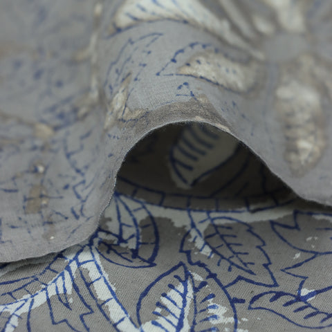 Hand Block Grey Kashish Print Cotton Soft Fabric