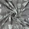 Utensils Print Handmade Soft Grey Cotton Fabric