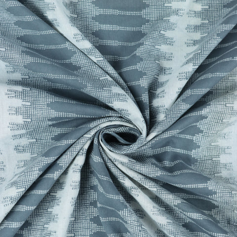 Indian Hand Block Grey Abstract Printed Cotton Fabric