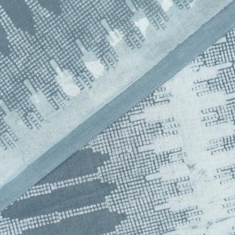 Indian Hand Block Grey Abstract Printed Cotton Fabric