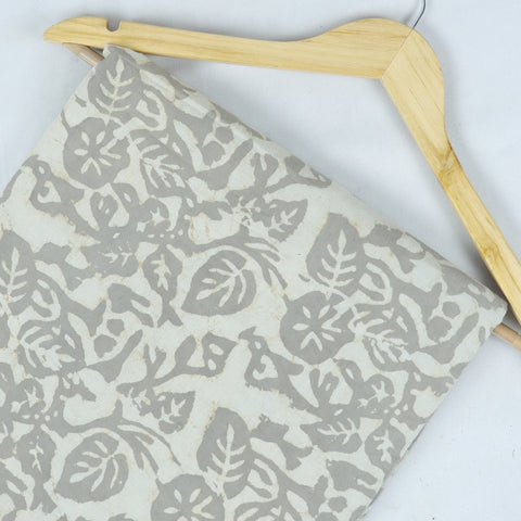 Hand Block Grey Kashish Print Cotton Fabric 