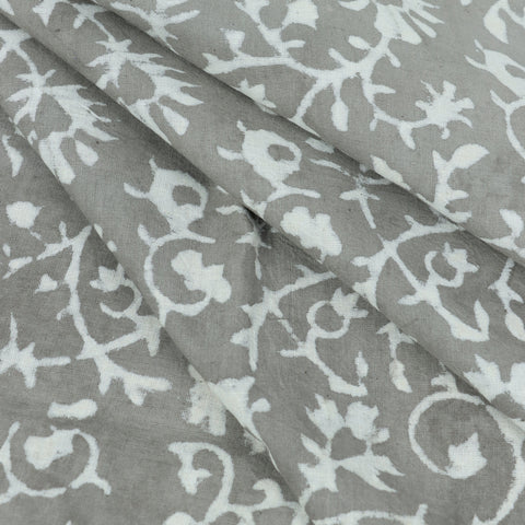 Kashish Baskılı Gri El Yapımı Yumuşak Saf Pamuklu Kumaş