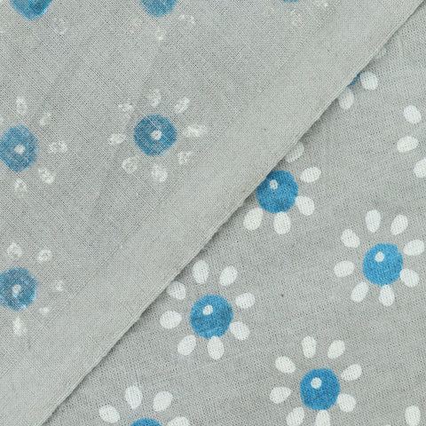 grey hand block cotton print fabric  1st fabric