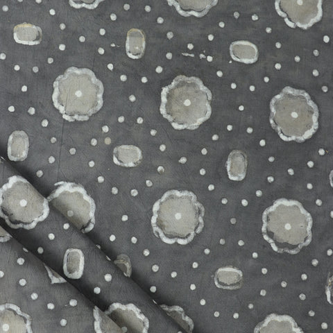 Polka Dot Grey Mud Resist Print Cotton Fabric - 1st fabric