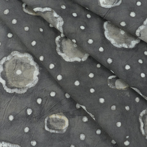 Polka Dot Grey Mud Resist Print Cotton Fabric - 1st fabric