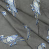 Grey Block Birds Printed Soft Cotton Fabric