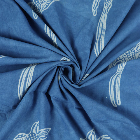 indigo blue cotton  print fabric