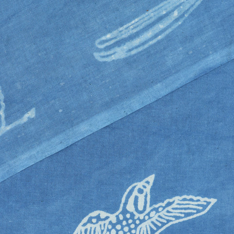 indigo blue cotton  print fabric