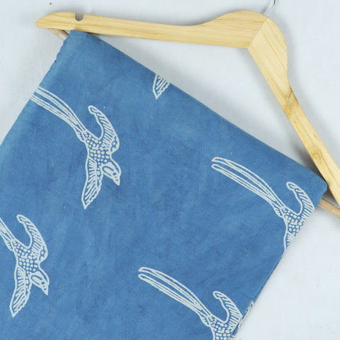 indigo blue cotton  print fabric