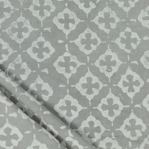 grey hand block cotton print fabric 1st fabric