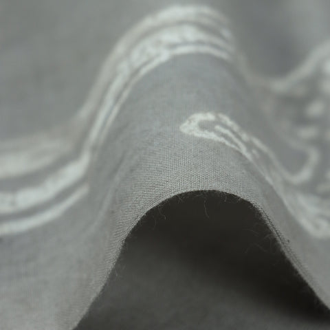 Grey Handmade Birds Print cotton fabric