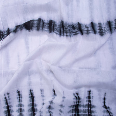 White & Black Tie Dye Cotton Print Fabric - 1stFabric