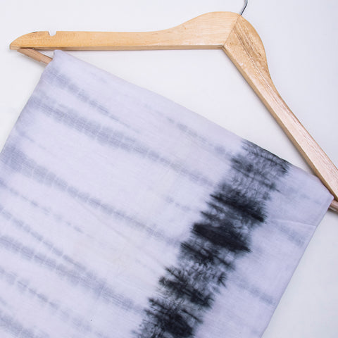 White & Black Tie Dye Cotton Print Fabric - 1stFabric