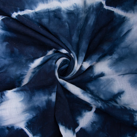 Blue Tie Dye Cotton Print Fabric - 1stFabric