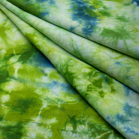 Green Blue Tie Dye Cotton Fabric - 1stFabric