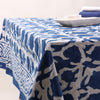 Indigo Fabric Floral block print Cotton Tablecloth Floral Hand Printed India Fabric Natural Vegetable Dye Sewing Linen, Wedding Tablecloth