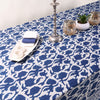 Indigo Fabric Floral block print Cotton Tablecloth Floral Hand Printed India Fabric Natural Vegetable Dye Sewing Linen, Wedding Tablecloth