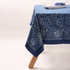 Indigo Blue Floral Block print Cotton Tablecloth Handmade Printed India Cotton Natural Vegetable Dye Sewing Tablecover