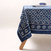 Mud Resist Indigo Natural Vegetable Dye Cotton Tablecloth, Indian Dyed Blue Printed Table Cover Table Cloths, Block Printing Table Linen