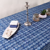 Natural Vegetable Dye Sewing Linen, Wedding Tablecloth Indigo Blue Pure Cotton Tablecloth abstract Hand Printed